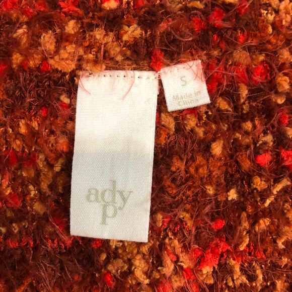 Textured Boucle Knit Button Front Cardigan Rust Orange Brown Small Soft Grunge - Picture 6 of 10